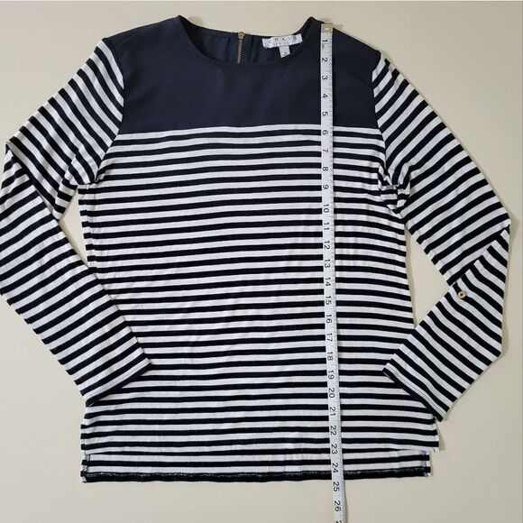 Chaus Women's Navy Stripe Zipper Back Long Sleeve Top - Picture 4 of 10